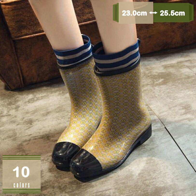 レインブーツ レディース ショート丈 軽量 ラバーブーツ ヒール 防水加工 雨靴 防滑 大きいサイズ 長靴 ローヒール 通勤 通学 ショート..