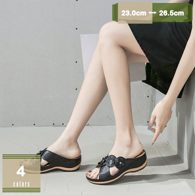 500円OFFクーポン サンダル レディース 厚底 花柄 オープントゥ 夏 ウェッジソール 歩きやすい レトロ スリッパ 旅行 海辺 ビーチ ミュール エスニック風 安定感 疲れない 痛くない お出かけ 日常 オフィス カジュアル サボサンダル mysco