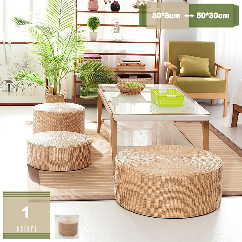 300円OFFクーポン 座布団 ざぶとん クッション 45*10cm ザブトン 天然い草 座り心地いい おしゃれ シンプル 丸型 素朴 丸座布団 円型 椅子 和座布団 丸 瞑想 おしりが痛くならない タタミ ダイニング ウィンドウクッション 通気性 草マット mysco