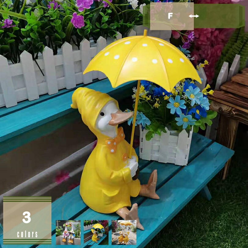 ガーデニング雑貨 おしゃれ 置き物 カントリー風置物 置物 座ってる おきもの 鴨の装飾 愛らしい 鴨オブジェ あひるおきもの キュート プレゼント ポリレジン ガーデニング置物 オブジェ インテリア 庭オブジェ 園庭 屋外用 屋外装飾 mysco