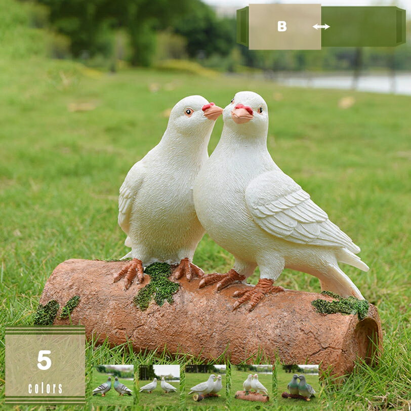 鳩 オブジェ アニマル インテリア置物 カップル ゼントルームの装飾 オーナメント 飾り物 置物 ギフト お祝い オシャレ 贈り物 ポリレジン 母の日ギフト プレゼント キュート カワイイ 2個セット クリスマス インテリアオブジェ ホワイト mysco