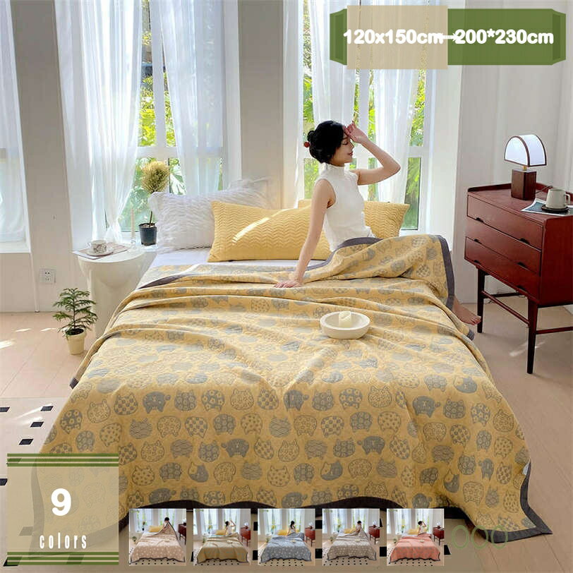 777円OFFクーポン 綿100% タオルケット ガーゼケット セミシングル 3重綿 ハーフケット 通気速乾 ガー..