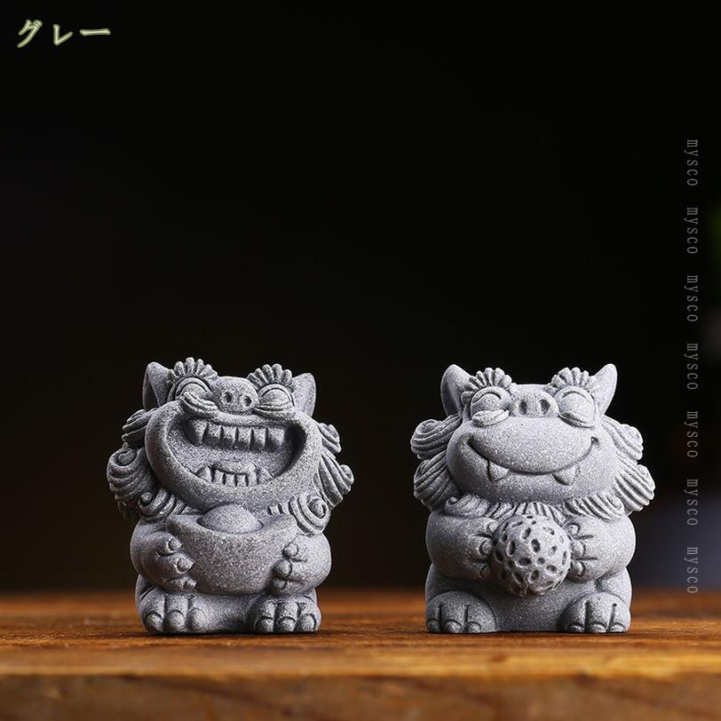 4326 狛犬 天然石 置物 縁起物 素敵 インテリア オブジェ ※画像と説明