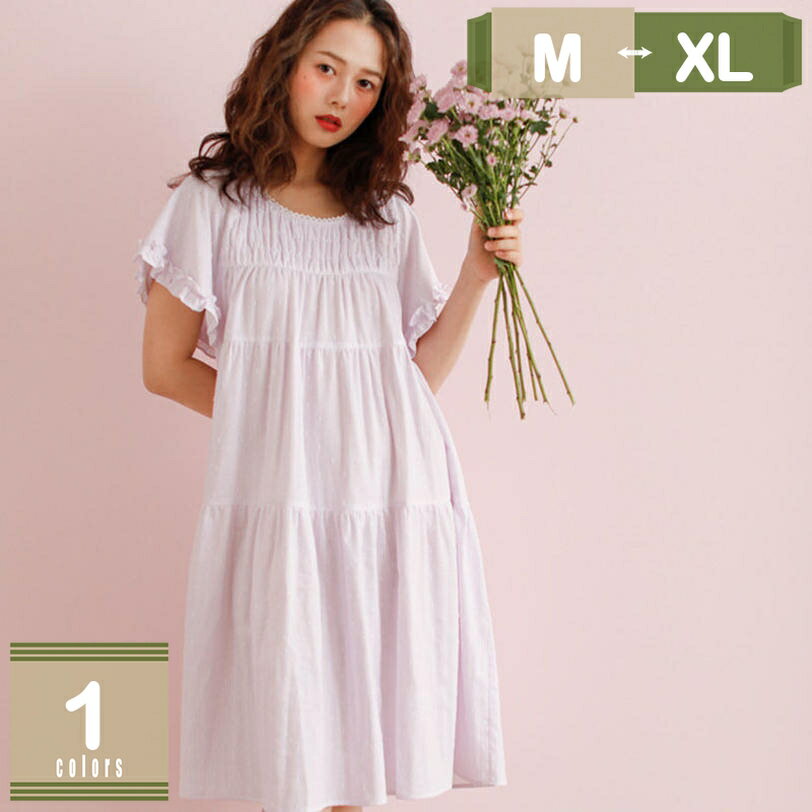 777円OFFクーポン ネグリジェ レディース 二重ガーゼ ピンク ボーダー柄 無地 丸首 半袖 フリル 襟なし 水玉柄 ナイトウェア ルームウェア ソフト加工 ワンピース 部屋着 軽い 春夏 快適 夏 快眠 安眠 女性 ルームサプリ おうち ナイト 睡眠 お泊り ホーム 吸汗 姫 mysco