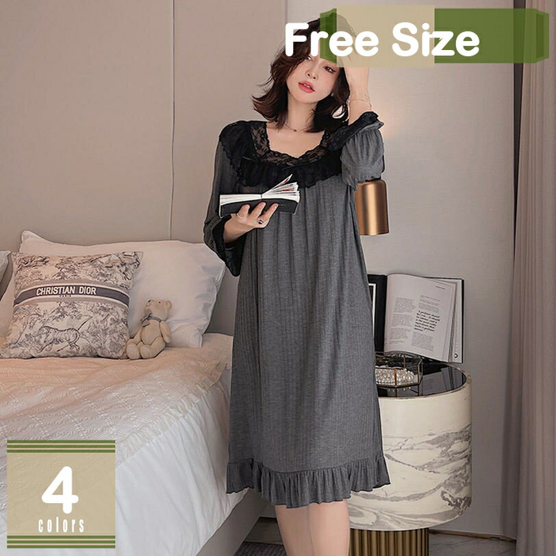 春秋 ネグリジェ ロング丈 ルームウエア ゆったり 大きい目 ワンピース パジャマ 宮廷 天使風 レース ネグリジェ ガーゼ 可愛い 部屋着 カジュアル ナイトドレス 棉 ナイトウェア ロング フリル おうち時間 ルームサプリ ゆったり 刺繍 快適 mysco