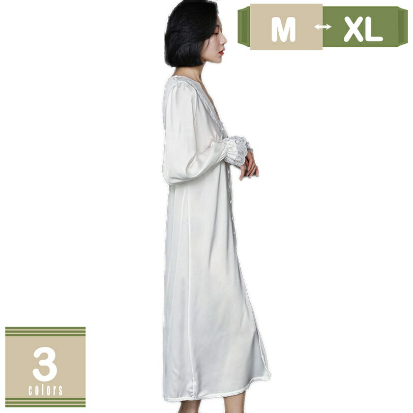 777円OFFクーポン ネグリジェ パジャマ ワンピース 長袖 ロング 春 夏 秋 冬 ルームワンピース お姫様 ..