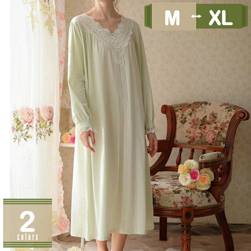 777円OFFクーポン ネグリジェ ロング ワンピース 姫系 長袖 レース レディース ネグリジェ ロング丈 プリンセス風 ルームワンピース パジャマ ルームウェア お寝巻き 春夏秋 お姫様気分に レディースパジャマ ワンピース 可愛い セクシー mysco