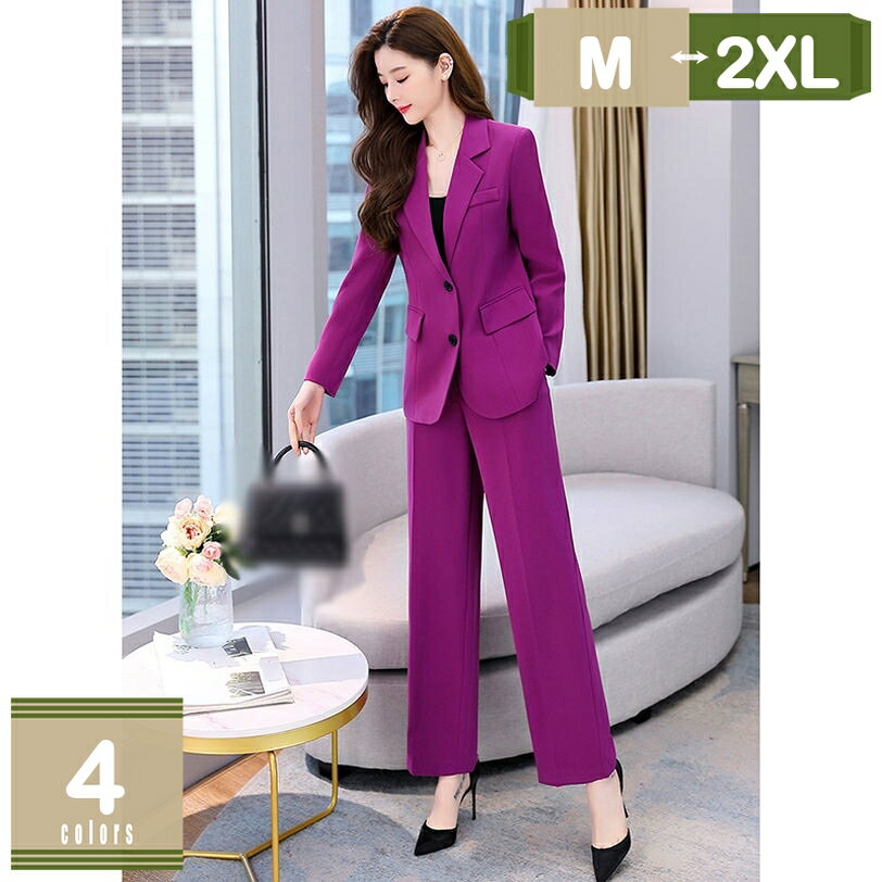 レディース パンツドレス 2点セット パンツスーツ ワイドパンツ セットアップ ロング丈 結婚式 入学式 卒園式 通勤 フォーマル カジュアル ゆったり シンプル おしゃれ 大きいサイズ パンツ スーツ ズボン レジャー 春 秋 冬 mysco