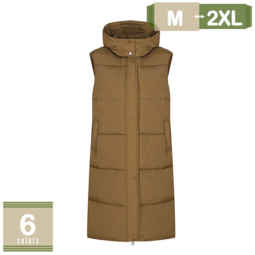 ダウンベスト レディース ロング 中綿ベスト ハイネック カジュアルベスト ゆったり ダウンジャケット 袖なし 美シルエット フード付き ダウンベスト 綿入れ ...