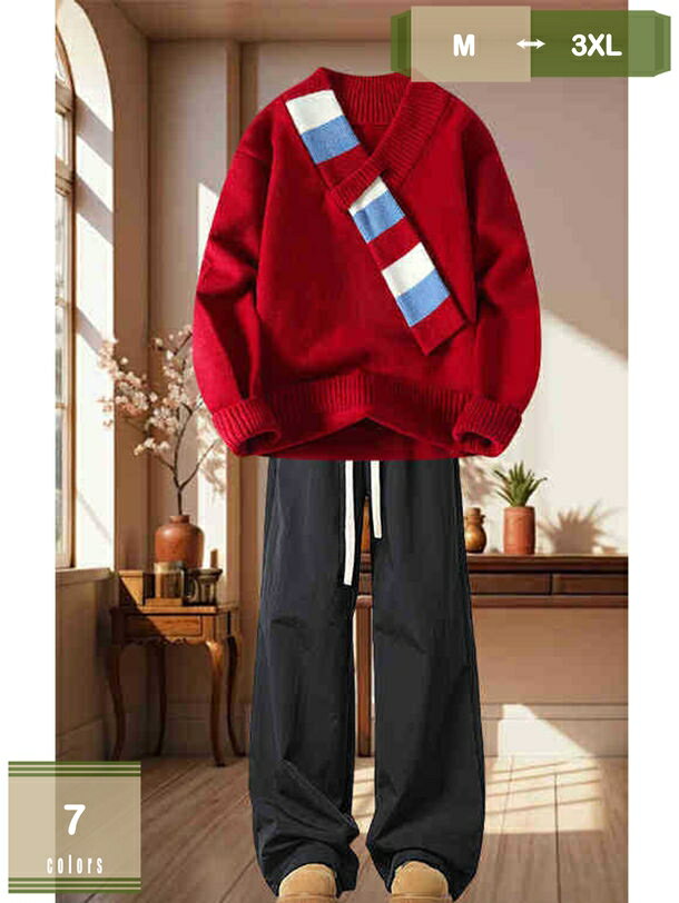 2000円OFFクーポン セットアップ メンズ 男性 上下セット 冬用 長袖 セーター プルオーバー 春秋 スポ..