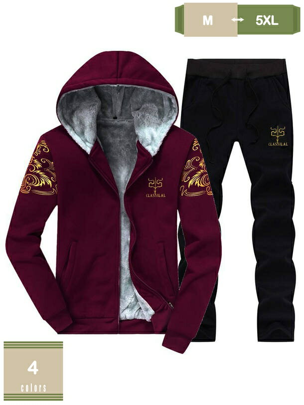 777円OFFクーポン ジャージ 上下セット メンズ 裏起毛 アウター ロングパンツ ジップアップ フード付き..