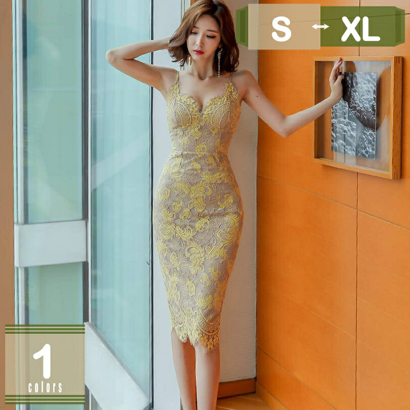 キャミソール ワンピース 総レース タイト クラブドレス カシュクール ノースリーブ シースルー レディース 花柄 膝丈 マキシワンピ 可愛い Vネック ひざ丈 スリット キャバ きれいめ パーティ 結婚式 お呼ばれ 二次会 華やか mysco