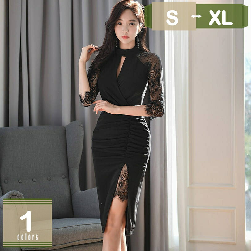 レディース ワンピース フォーマルドレス レース切替 透け感 膝丈 タイト パーティー 結婚式 通勤 二次会 イベント お呼ばれ 披露会 演奏会 謝恩会 体型カバー クラブドレス Aライン レースワンピース ドレス 春夏秋 ミニ vネック mysco