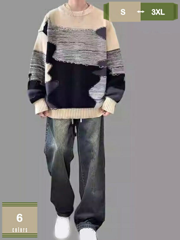 1000円OFFクーポン ニット メンズ セーター 大きいサイズ お兄系 きれいめ カジュアル ファッション 2..