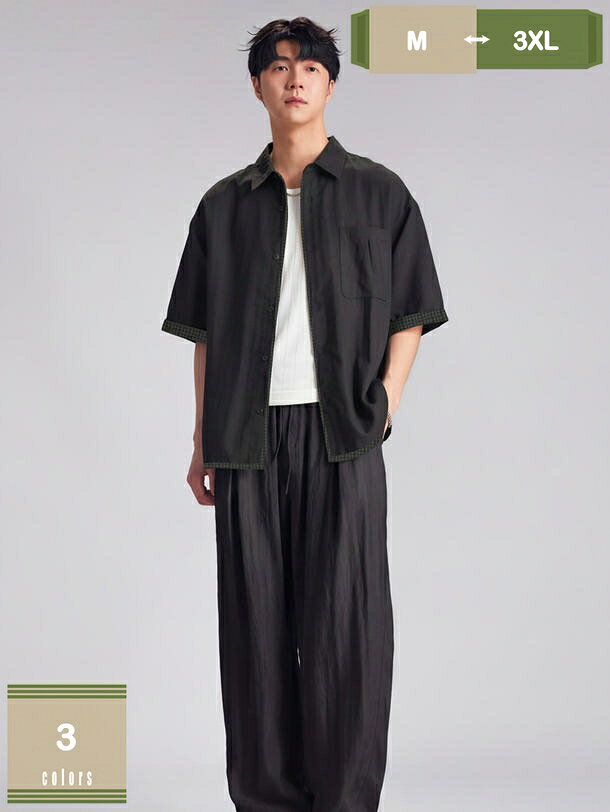 メンズ 綿麻 上下セット tシャツ サルエルパンツ 夏服 スポーツウェア 部屋着 リネ...
