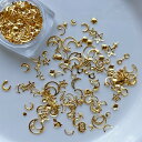 【封入パーツ】金属ミックスパーツ 約3g ゴールド ワイヤー フープ 大人気 金属粒 小さめ ブリオン メタルパーツ ネイルパーツ 装飾パーツ ハート 星 月 スター ムーン 夜空 星空 ジェルネイル クロム レジン デコレーション シェイカー 貼り付け 素材 多用途 工作 アート