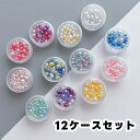 【封入パーツ 】12ケースセット 穴無しパール つぶつぶ ブリオン 球体パール ケース付き シェイカー レジン封入 封入パーツ デコパーツ ネイル アクセサリー...