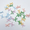 【リボン】チェック柄 10個 大人気 モールドール おすすめ パーツ 貼り付け デコ ぬの 布 アクセサリー トレカケース 推し活 モールアート 服飾パーツ 手芸 クラフト《選べる9色》