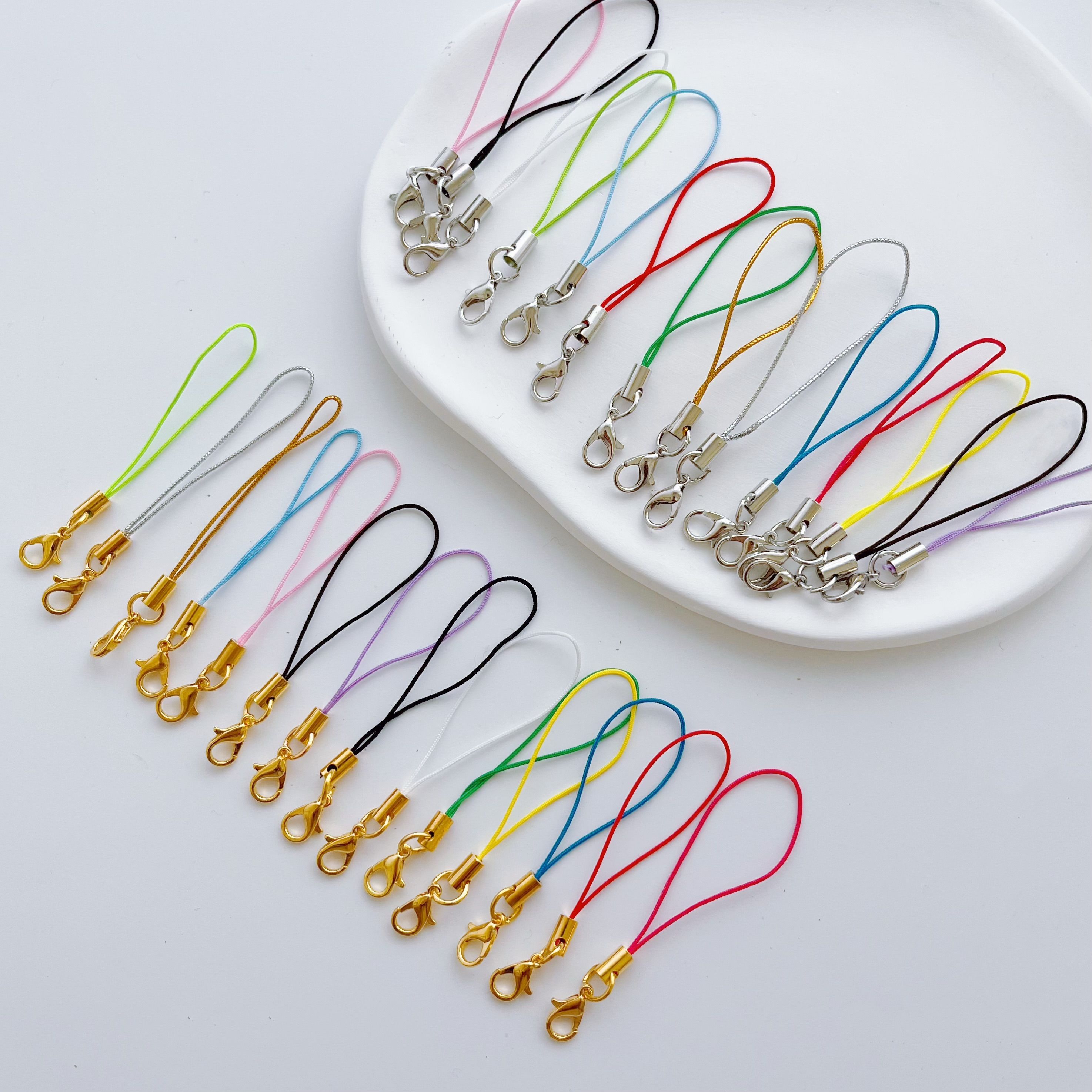 【金具】カニカン付きストラップ カラー豊富 キーホルダー チャーム キーリング カニカン付き携帯ストラップ 留め具 カギ 子ども 通園 通学 推し色 カラフル ...