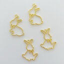 【空枠】うさぎ 2個 動物 ウサギ 兎 ラビット レジン枠 フレーム レジン パーツ ゴールド 金具 資材 アクセサリー キーホルダー 手芸 クラフト ハンドメイド 初心者 こども キッズ 初めて 通園 通学 バック 学生 《選べる2タイプ》