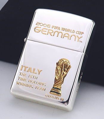 【WORLD CUP 2006優勝国ITALY】【送料無料】2006 FIFAワールドカップサッカードイツ大会 Offcial ZIPPO　18回優勝国名刻印