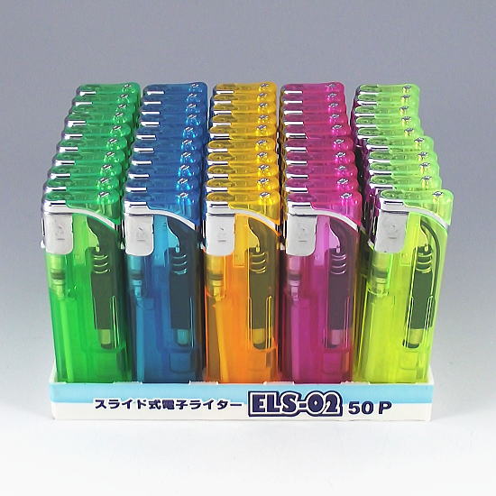 【新CR対応】ワンタッチスライド式　使い捨て電子ライター　50本セット　ELS-02　プロメ　100円ライター
