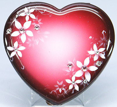 ハート型 携帯灰皿 赤紫に白い花 エアブラシアート【送料無料】