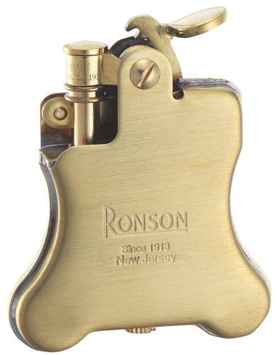 RONSON R01-1026 ロンソン バンジョー オイルライター ブラスサテン ロゴ入