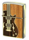 フカシロ zippo Antique Guitar アンティクギター ウッドインレイ ジッポー 両面加工 ブラシイブシ仕上げ 1201S443