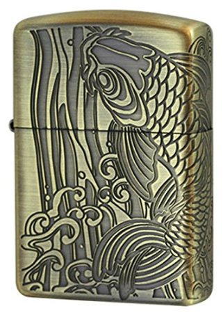 ARMOR CASE　zippo　アーマー アンティーク ブラスいぶし　昇鯉A 2面彫刻 ジッポー ライター
