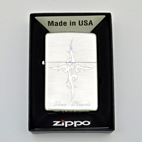 【特価】【Zippo】ジッポー Vine Hearts VH-SS クロス 彫刻 シルバーサテン シンプル おしゃれ