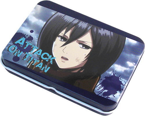 【スクエアケース】進撃の巨人 ミカサ デザイン柄 ブリキ缶 フリーケース SCSK-02