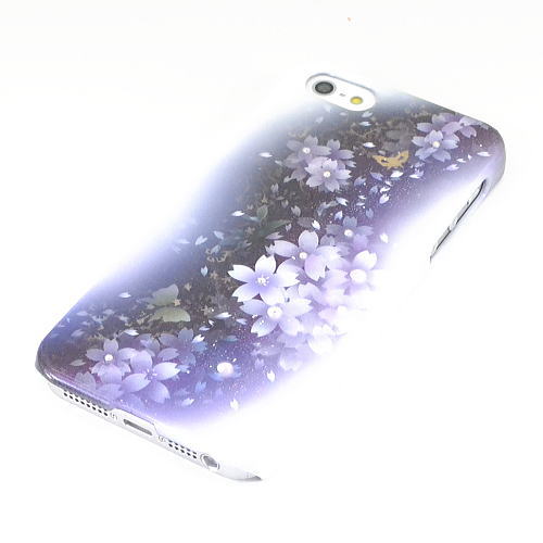 【送料無料】 【iPhone　5 アイフォンケース】薄紫＆桜　カバーケース　エアブラシアート