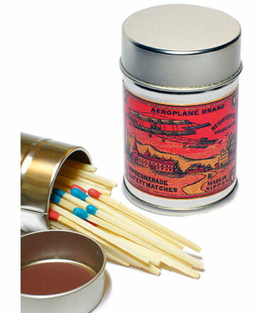 【ナカムラマッチ】レトロラベル 丸缶マッチ・飛行機003 通常マッチ棒