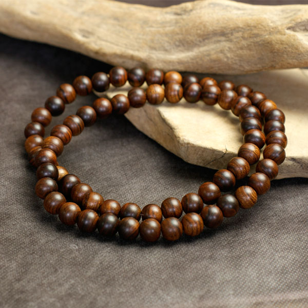 数珠ネックレス 木製 木 栴檀 せんだん アクセサリー メンズ レディース 茶 ブラウン シンプル ゴム 数珠 ネックレス 送料無料