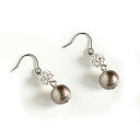 コットンパール ピアス クリスタルパヴェ ブラウン パヴェ デイリー レディース アクセサリー 揺れる ピアスキラキラ ステンレス ステンレスパーツ 金属アレルギー コットンパールピアス