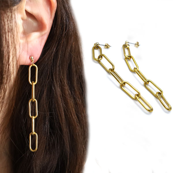 チェーンピアス ピアス チェーン 揺れる シンプル 揺れるタイプ ロングピアス ゴールド レディース ジュエリー アクセサリー