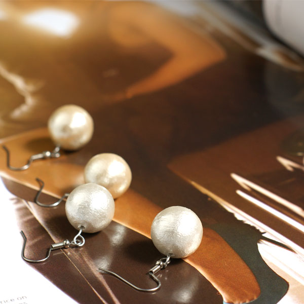 ピアス 金属アレルギー コットンパール 14mm ステンレス ピアス 大ぶり コットンパールピアス 金属アレルギー 金属アレルギー対応 金属アレルギーフリー レディース