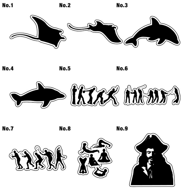 Rakuten - 5cm ステッカー シール 車 かっこいい アウトドア スーツケース おしゃれ サーフィン サーフボード バイク 防水 キャラクター カー シール 雑貨 ワッペン スッテカー スティッカー モノクロ [◆]