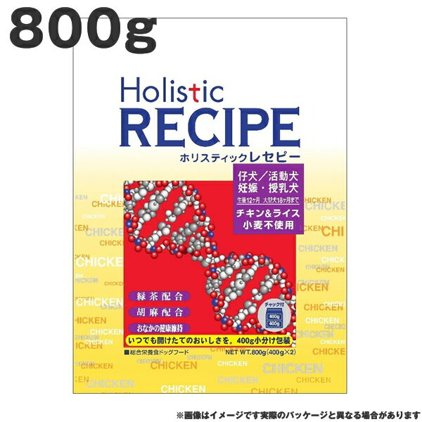 ホリスティックレセピー チキンパピー 800g　チキン&ライス 小麦不使用 仔犬 活動犬 妊娠 授乳犬 ドッグフード（ペットフード 犬用品 ドライフード）