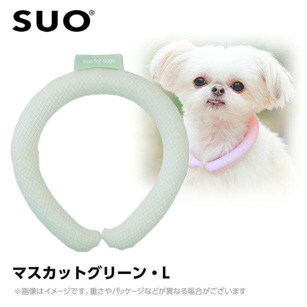 SUO 28°アイスクールリング ボタンなし L マスカットグリーン （ネッククーラー 犬用 ひんやりグッズ 冷感アイテム）