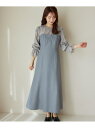 【SALE/20%OFF】フローラルドッキングワンピース2 mysty woman ミスティウーマン ワンピース・ドレス ワンピース ホワイト ブラック グレー...