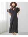 レースパワショルワンピース mysty woman ミスティウーマン ワンピース・ドレス ワンピース ブラック ホワイト【送料無料】[Rakuten Fashi...