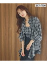オンブレーチェックキャミSETシャツ mysty woman ミスティウーマン トップス シャツ・ブラウス ブラック ワインレッド ベージュ【先行予約】*【送料...