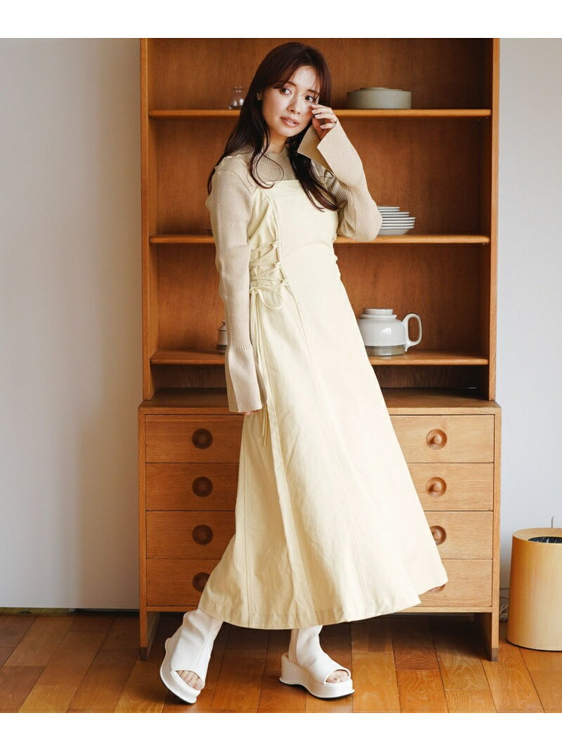 【SALE／10%OFF】(W)サイドレースUPデニムJSK mysty woman ミスティウーマン ワンピース・ドレス ジャ..