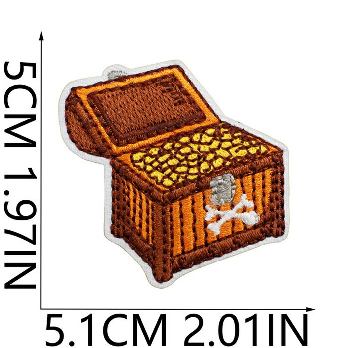 海賊宝箱 チェスト ワッペン アップリケ アイロン対応 1枚入り 入学 入園