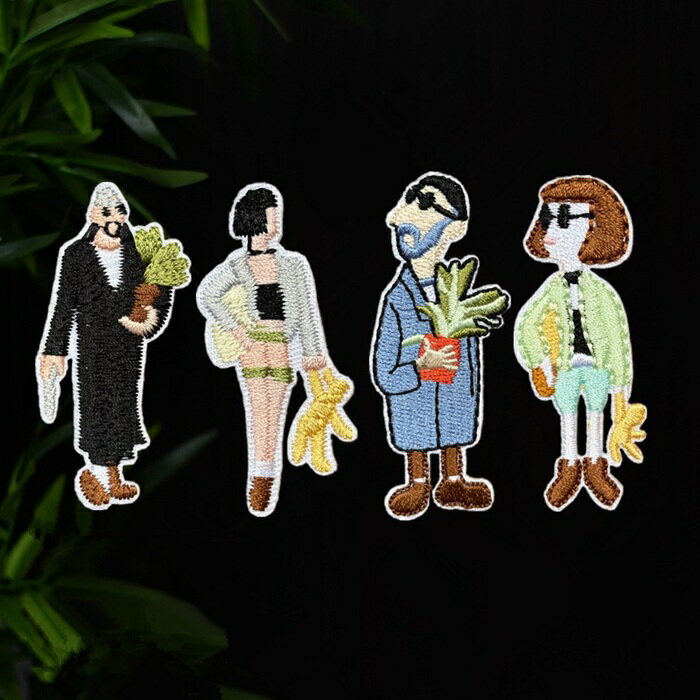 ガール おじさん 恋人 ワッペン アップリケ アイロン接着 入学 入園 1枚入り