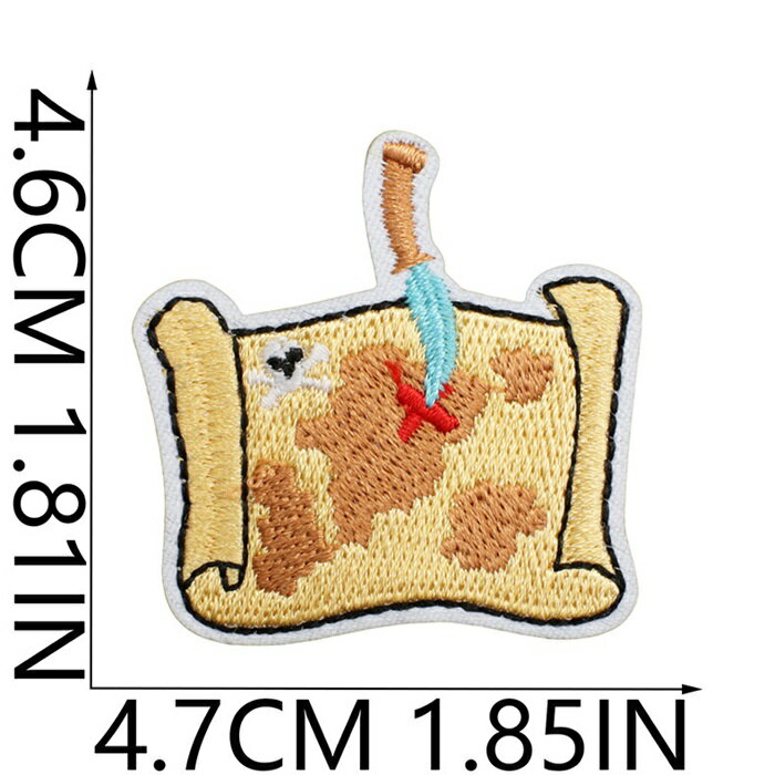 地図 海路マップ 海賊 ワッペン アップリケ アイロン対応 入学 1枚入り