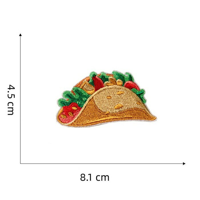 タコス メキシコ料理 ワッペン アップリケ アイロン対応 入学 入園 1枚入り