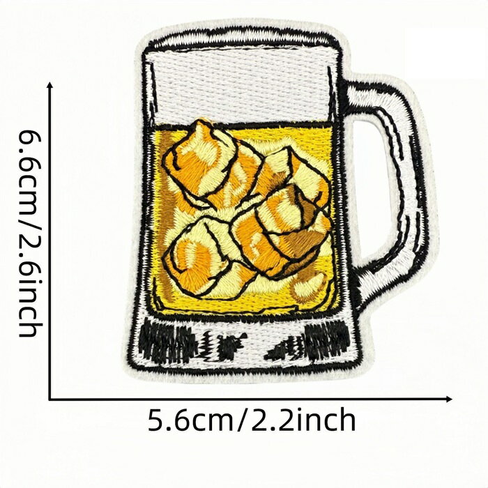 ウイスキー 焼酎 ロック割 お酒 ワッペン アップリケ アイロン接着 入学 入園 1枚入り